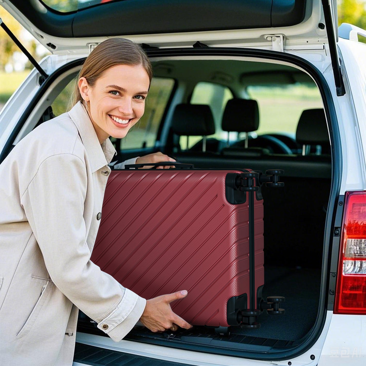 4 Piece Luggage Sets Lightweight Waterproof with 360° Silent Wheels 3 Level Telescopic Handles Hardside Spinner Suitcases Free Covers & Hangers