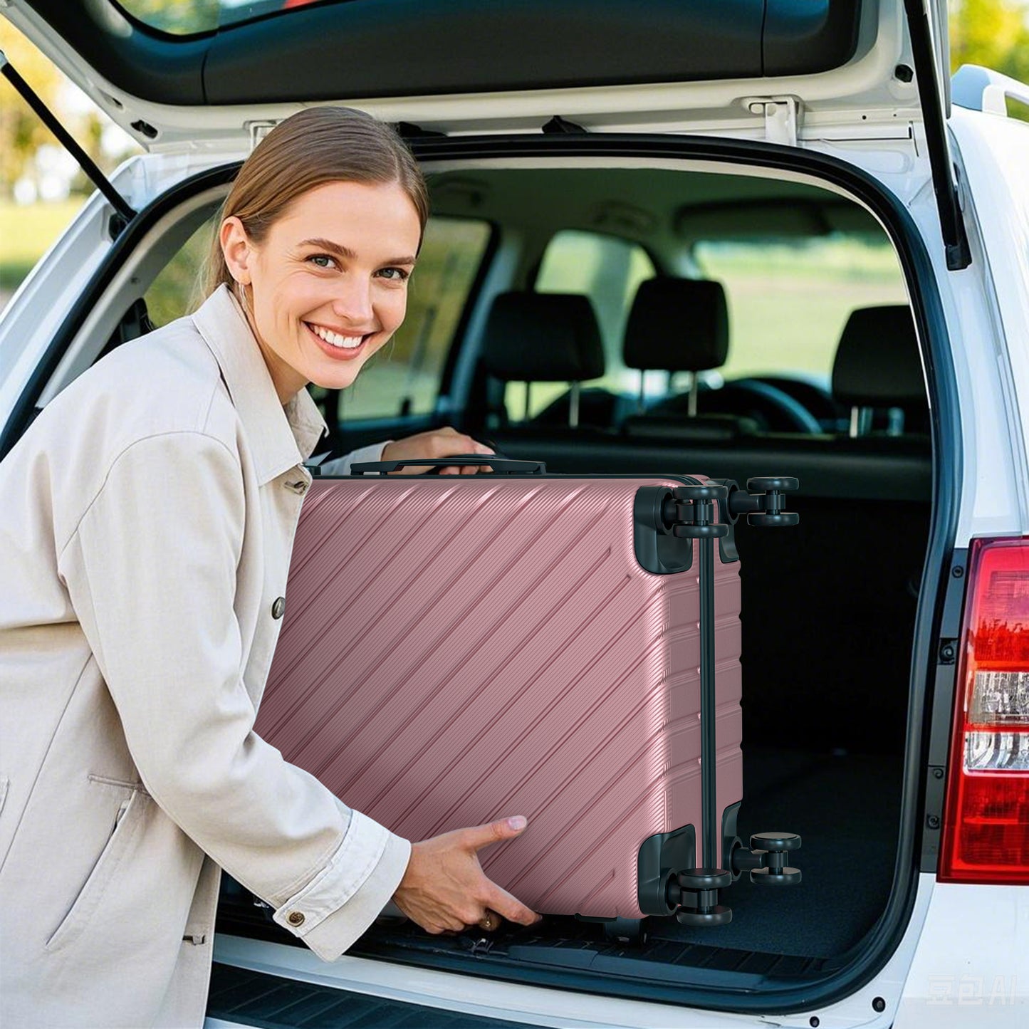 4 Piece Luggage Sets Lightweight Waterproof with 360° Silent Wheels 3 Level Telescopic Handles Hardside Spinner Suitcases Free Covers & Hangers