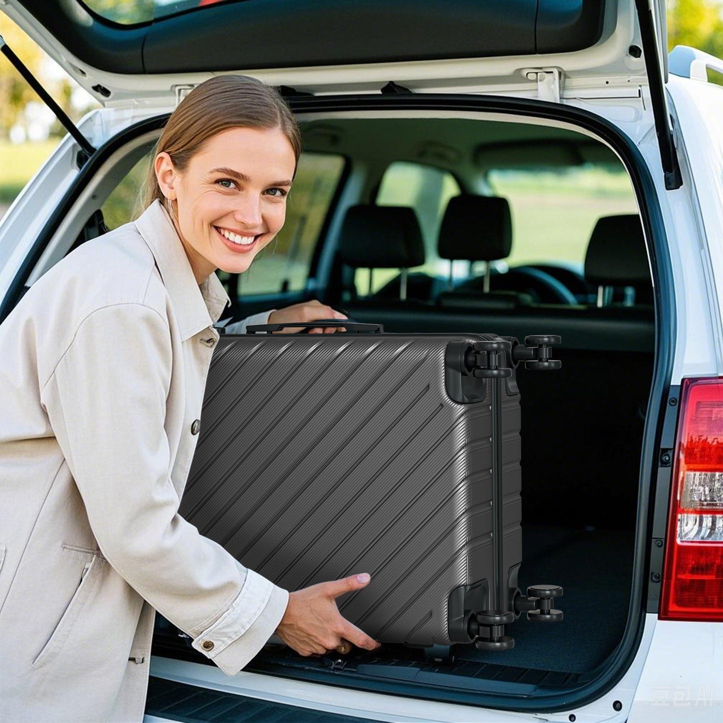 4 Piece Luggage Sets Lightweight Waterproof with 360° Silent Wheels 3 Level Telescopic Handles Hardside Spinner Suitcases Free Covers & Hangers