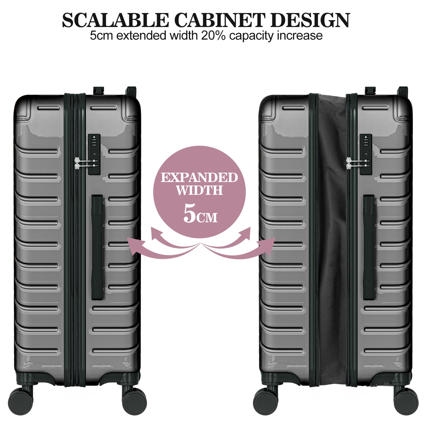 PC Material 4 Piece Expandable Luggage Set,TSA Lock Hardshell Luggage Set for Business Travel Suitcases