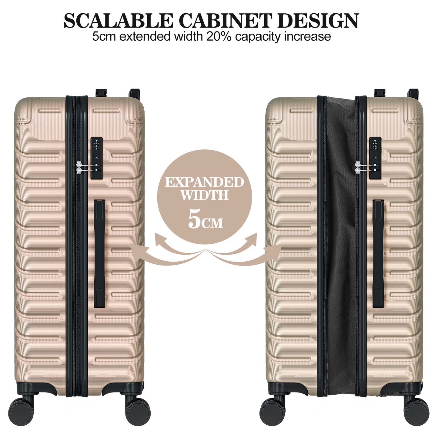 PC Material 4 Piece Expandable Luggage Set,TSA Lock Hardshell Luggage Set for Business Travel Suitcases