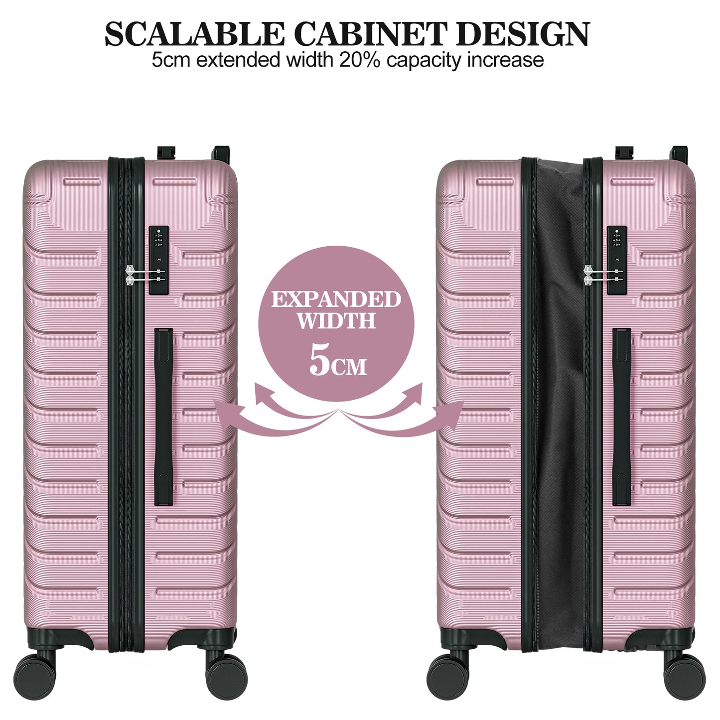 PC Material 4 Piece Expandable Luggage Set,TSA Lock Hardshell Luggage Set for Business Travel Suitcases