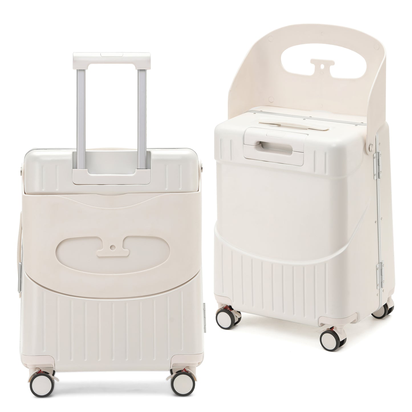 22'' Luggage with Seat for Kids Adults Travel, Hardside Suitcase with 360° Locking Wheels, TSA Lock, Seat Belts & Bag Hook