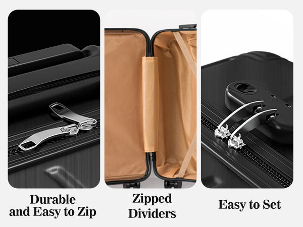 4 Piece Luggage Sets Lightweight Waterproof with 360° Silent Wheels 3 Level Telescopic Handles Hardside Spinner Suitcases Free Covers & Hangers