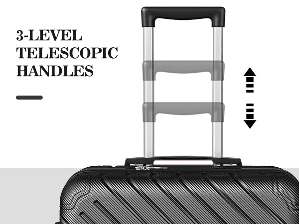 4 Piece Luggage Sets Lightweight Waterproof with 360° Silent Wheels 3 Level Telescopic Handles Hardside Spinner Suitcases Free Covers & Hangers