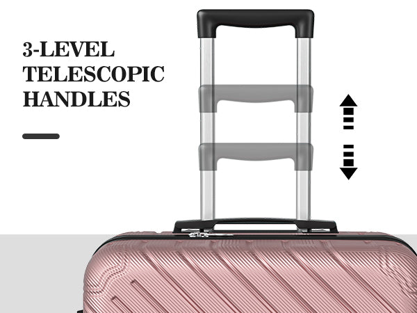 4 Piece Luggage Sets Lightweight Waterproof with 360° Silent Wheels 3 Level Telescopic Handles Hardside Spinner Suitcases Free Covers & Hangers