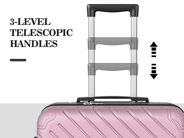 4 Piece Luggage Sets Lightweight Waterproof with 360° Silent Wheels 3 Level Telescopic Handles Hardside Spinner Suitcases Free Covers & Hangers