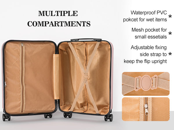 4 Piece Luggage Sets Lightweight Waterproof with 360° Silent Wheels 3 Level Telescopic Handles Hardside Spinner Suitcases Free Covers & Hangers