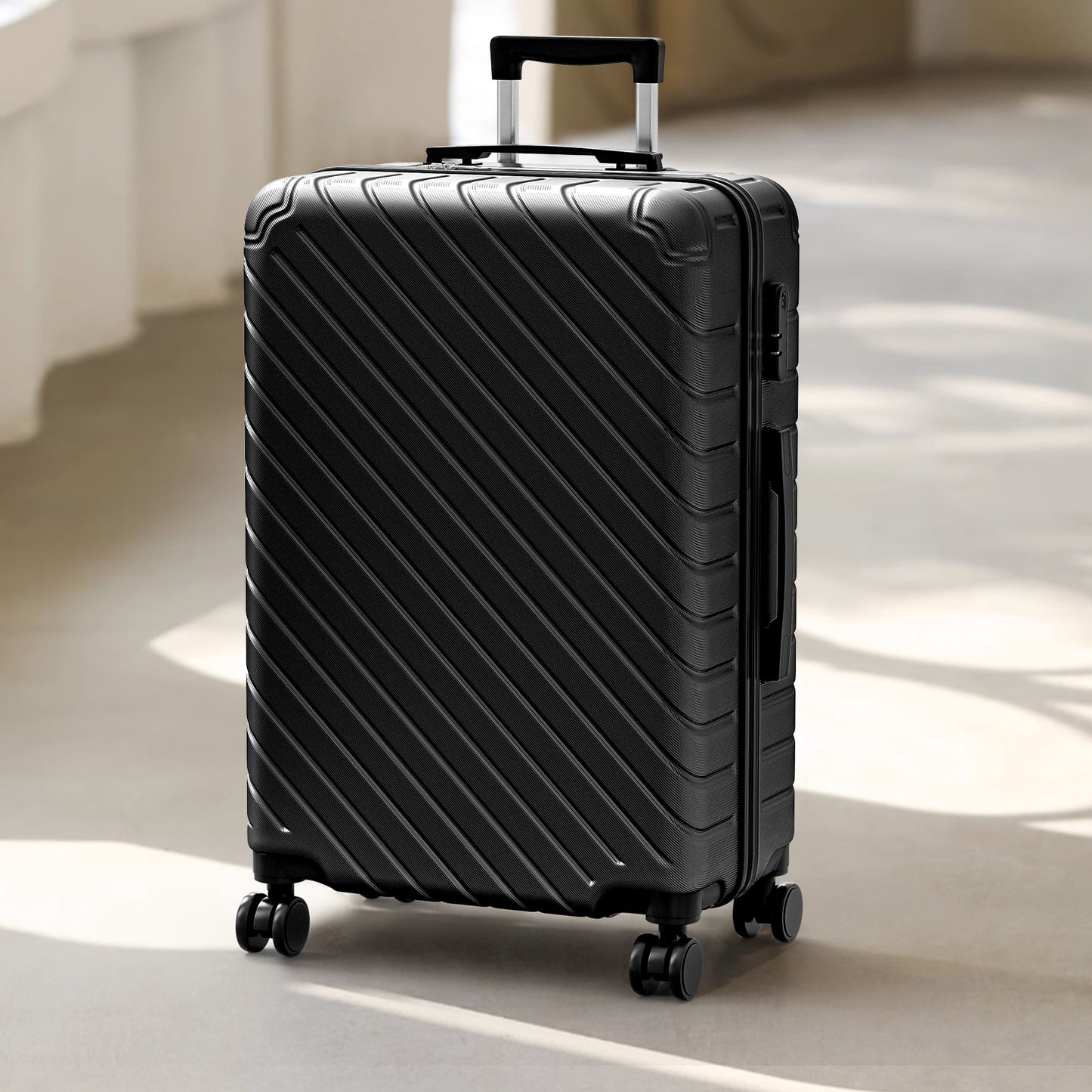 4 Piece Luggage Sets Lightweight Waterproof with 360° Silent Wheels 3 Level Telescopic Handles Hardside Spinner Suitcases Free Covers & Hangers