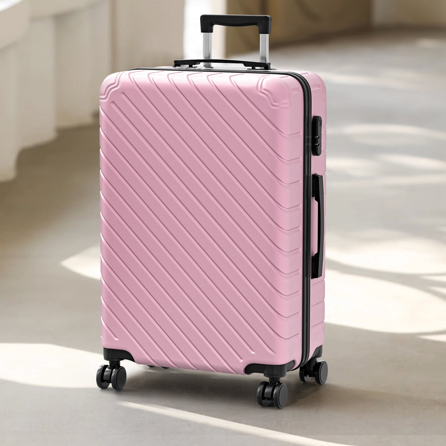 4 Piece Luggage Sets Lightweight Waterproof with 360° Silent Wheels 3 Level Telescopic Handles Hardside Spinner Suitcases Free Covers & Hangers
