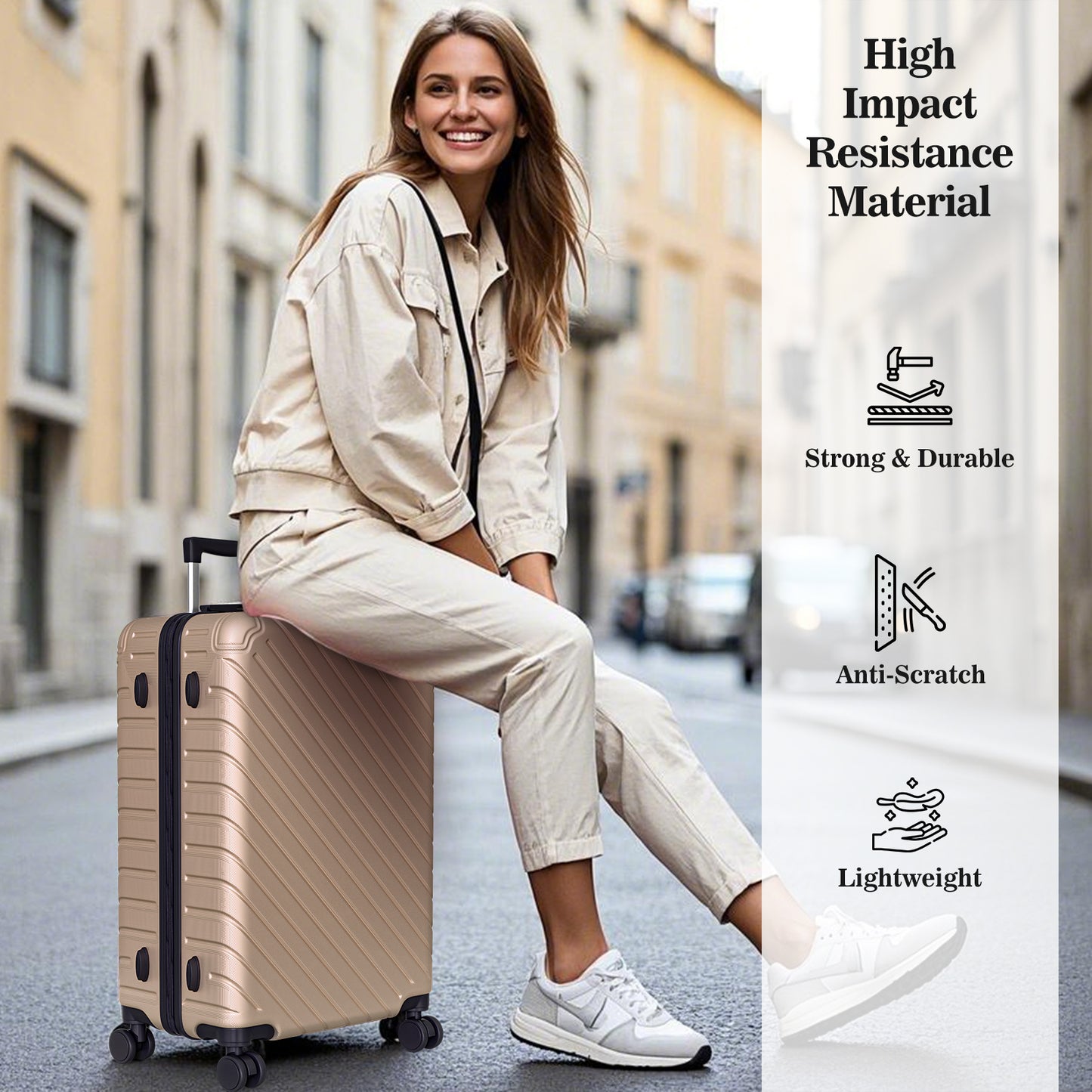 PC Material 4 Piece Expandable Luggage Set,TSA Lock Hardshell Luggage Set for Business Travel Suitcases