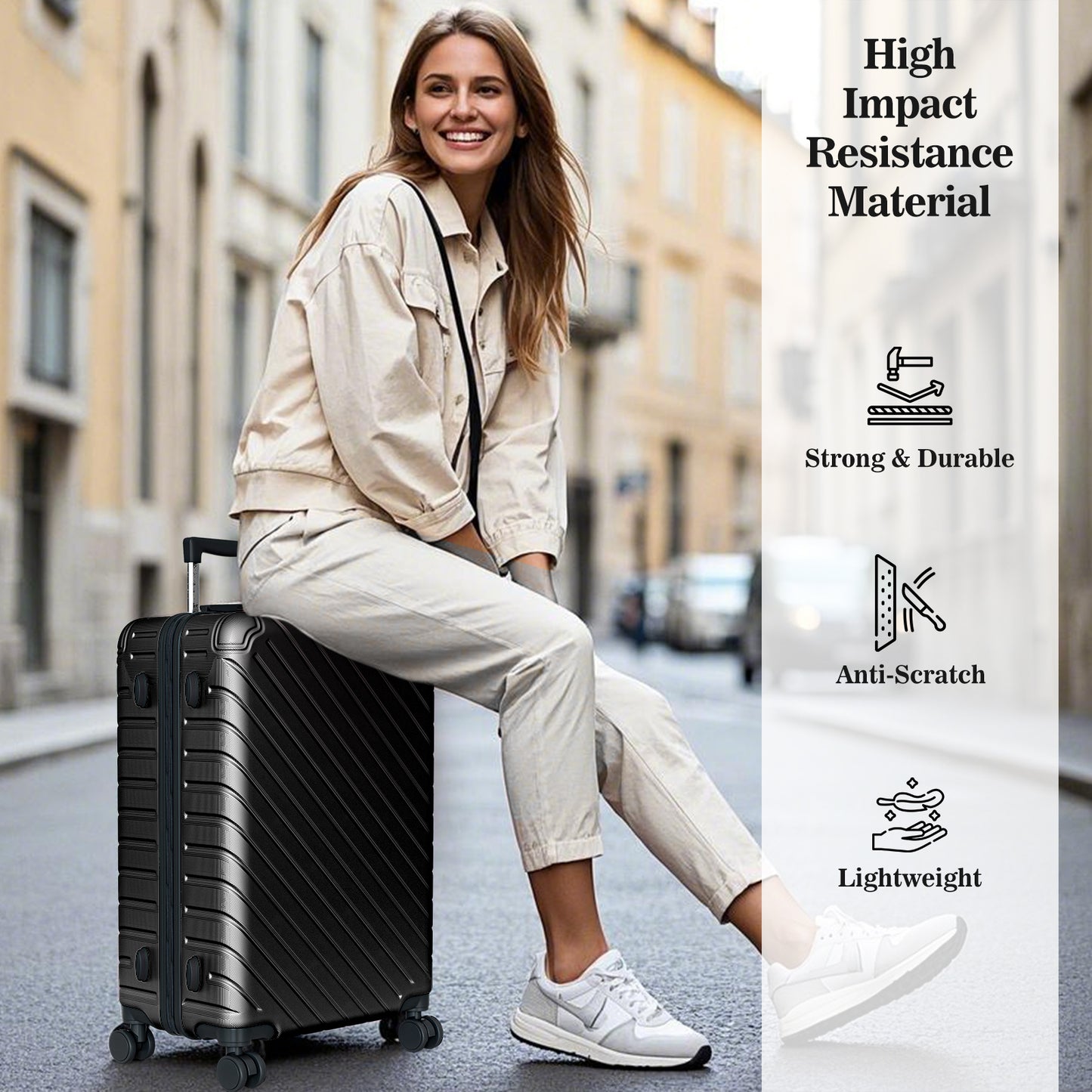 PC Material 4 Piece Expandable Luggage Set,TSA Lock Hardshell Luggage Set for Business Travel Suitcases