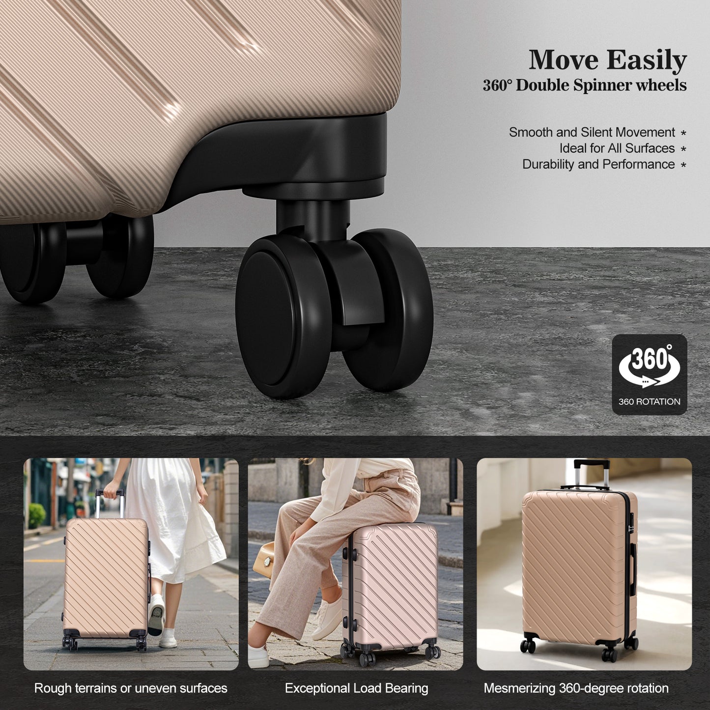 PC Material 4 Piece Expandable Luggage Set,TSA Lock Hardshell Luggage Set for Business Travel Suitcases