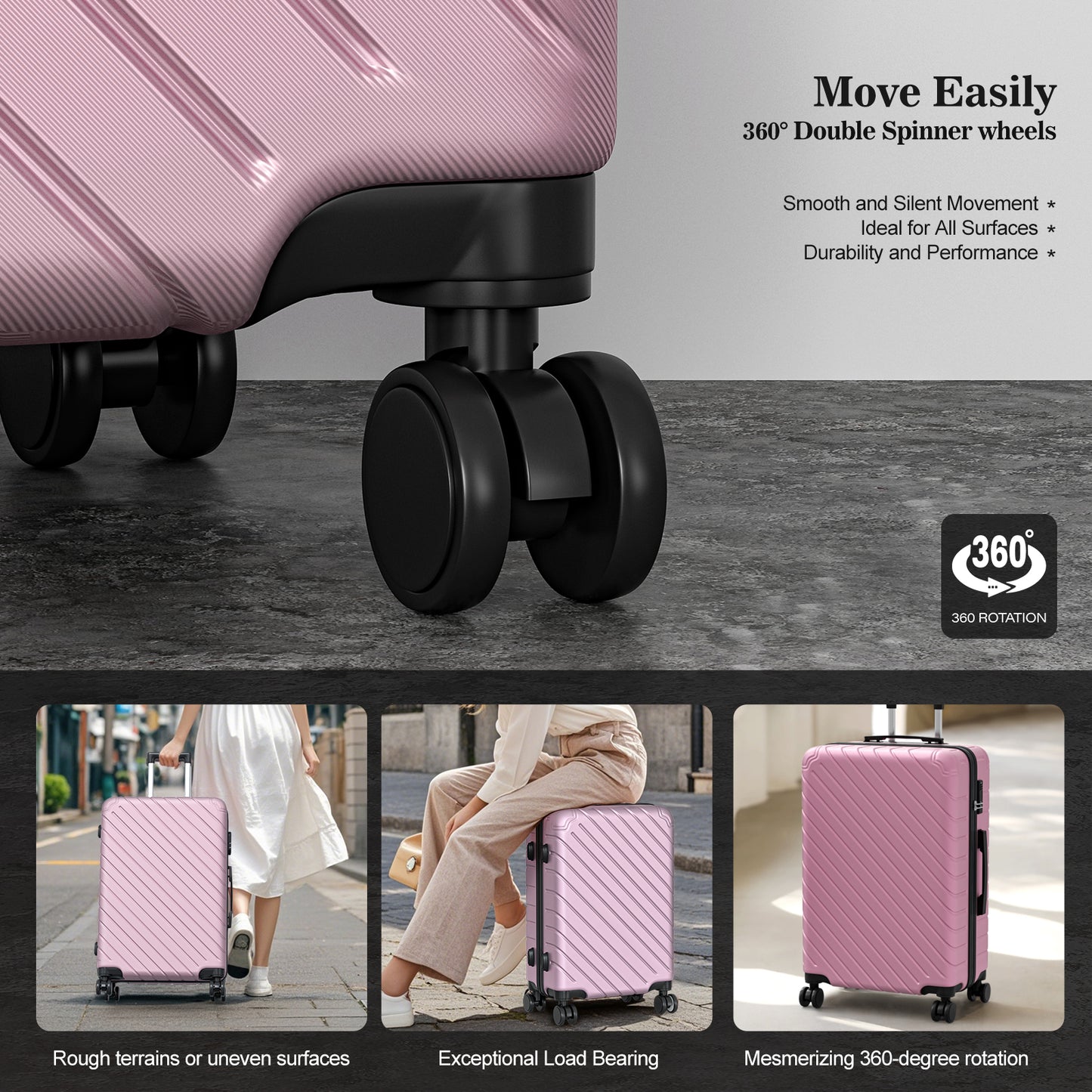 PC Material 4 Piece Expandable Luggage Set,TSA Lock Hardshell Luggage Set for Business Travel Suitcases