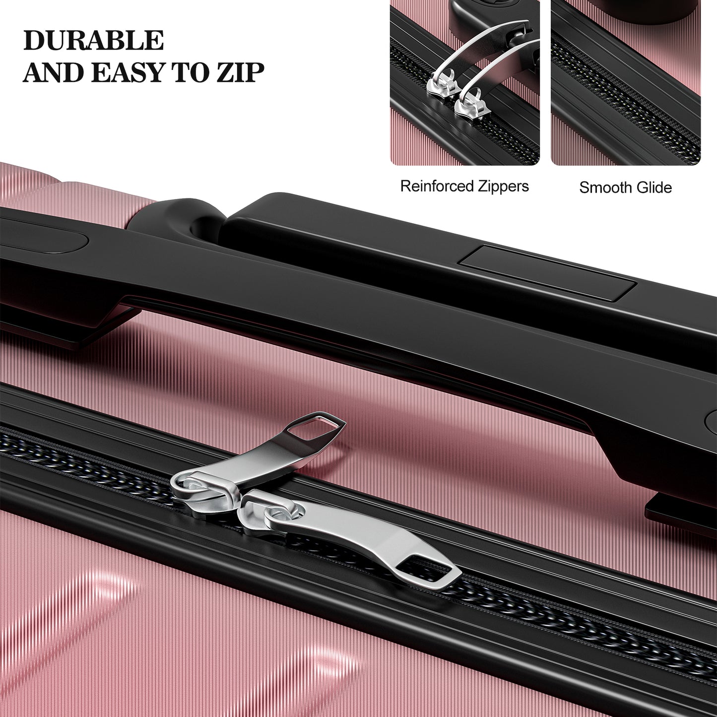 4 Piece Luggage Sets Lightweight Waterproof with 360° Silent Wheels 3 Level Telescopic Handles Hardside Spinner Suitcases Free Covers & Hangers