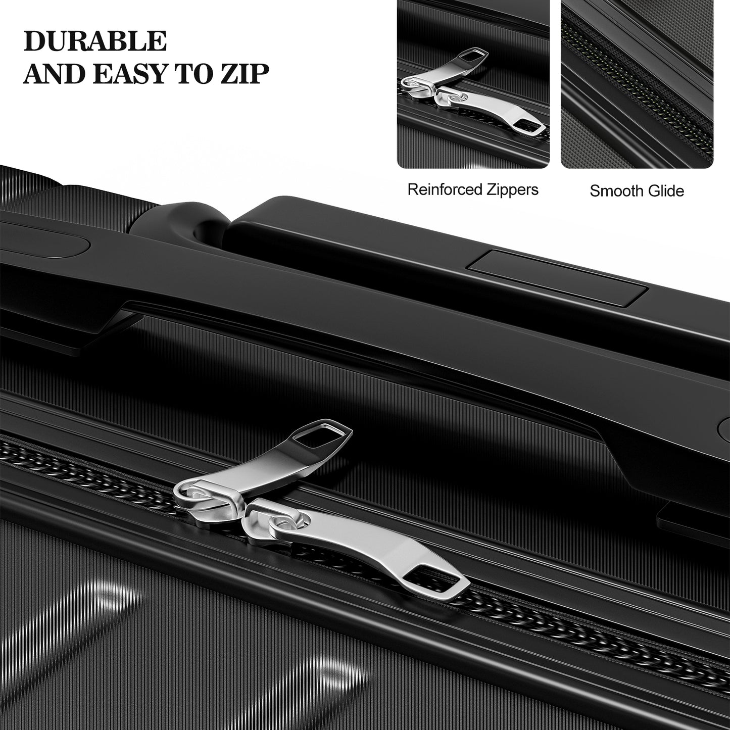 4 Piece Luggage Sets Lightweight Waterproof with 360° Silent Wheels 3 Level Telescopic Handles Hardside Spinner Suitcases Free Covers & Hangers