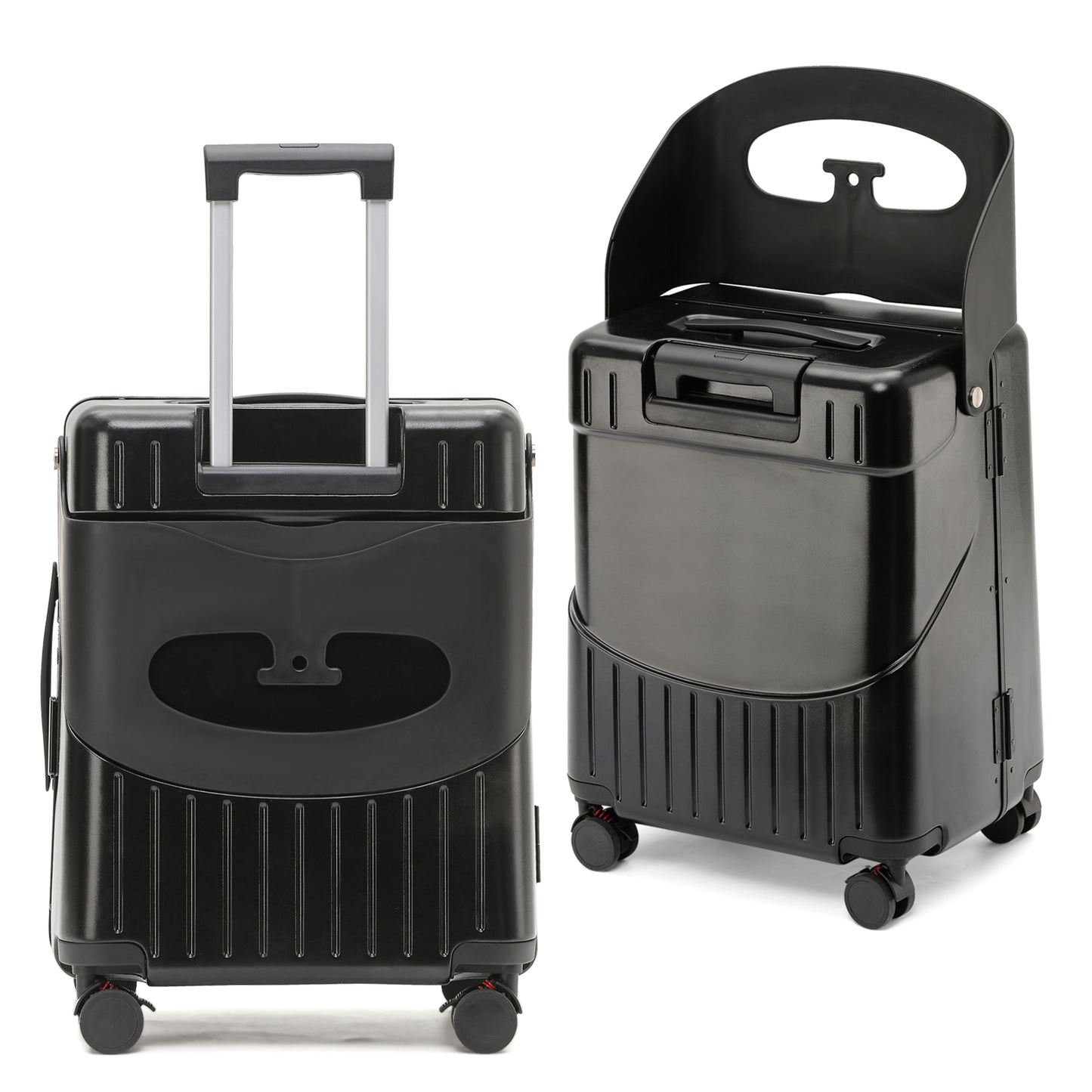 22'' Luggage with Seat for Kids Adults Travel, Hardside Suitcase with 360° Locking Wheels, TSA Lock, Seat Belts & Bag Hook
