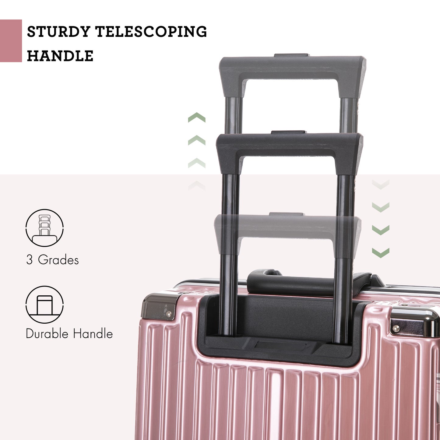 20 inch PC material imitation aluminum vertical stripe double wheel suitcase with password lock