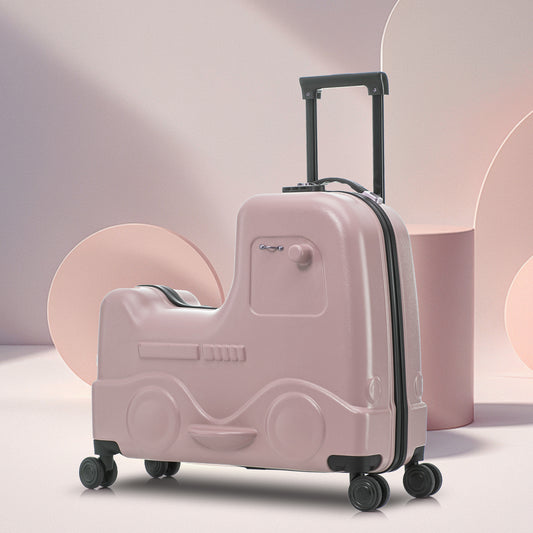 22 inch Ride On Luggage for Kids, Kids Carry On Suitcase with 3-Level Adjustable Handlebar & Safety Belt, 360° Silent Wheels, Comfortable Round Handle & Footrest, Includes 3-Digit Lock & Free Dust Cover